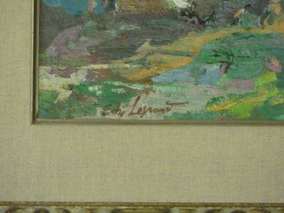 Edy Legrand Edy LEGRAND (1892-1970) Cour animée, huile sur panneau, Signé en bas...