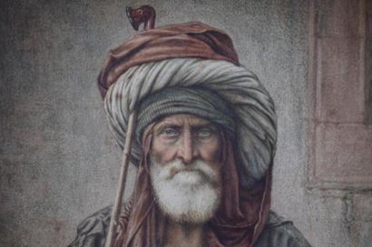 Portrait d'homme Ecole orientaliste du XIXème siècle, Portrait d'homme, crayon et...
