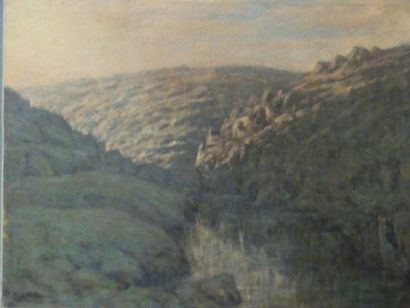PAUL MATHIEU Paul MATHIEU (1872 - 1932) Paysage probablement vallée de Crozant, huile...