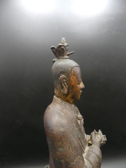Statue de dignitaire en bronze laqué Statue de dignitaire en bronze laqué Chine,...