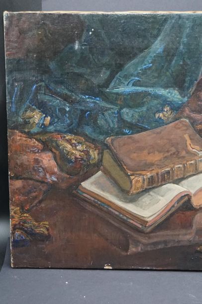 ALEXANDRE BONDICOV Alexandre BONDICOV. Nature morte aux livres, huile sur toile,...