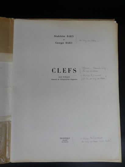 Medeleine et Georges BARD, Clefs. 1961. Madeleine & Georges BARD, Clefs. 10 poèmes...