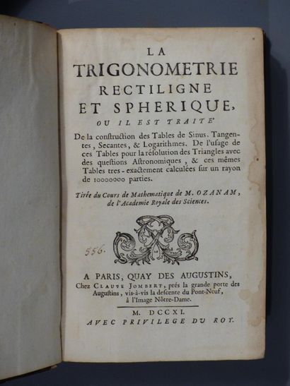 OZANAM, " La trigonométrie rectiligne et sphérique , 1711. Jacques OZANAM, " La trigonométrie...