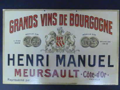 Paire de pancartes publicitaires Grands Vins de Bourgogne (Cote d'Or). Pancartes...