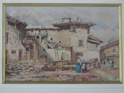 null Edouard Henri GIRARDET (1819-1880) ?. Vues de villages, aquarelles sur papier...