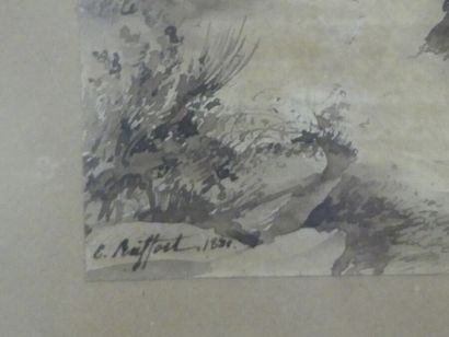 ETIENNE RAFFORT (1802-1895), Paysage animé ETIENNE RAFFORT (1802-1895), Paysage animé,...