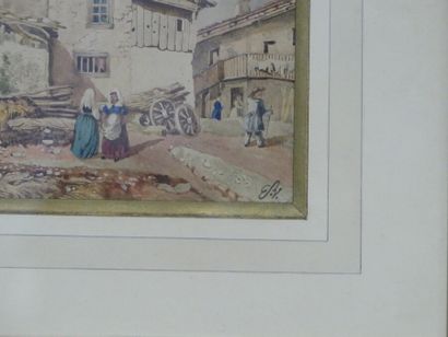 null Edouard Henri GIRARDET (1819-1880) ?. Vues de villages, aquarelles sur papier...