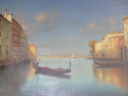 Alphonse LECOZ Alphonse LECOZ. Vue de Venise, huile sur toile, Signé en bas à droite....