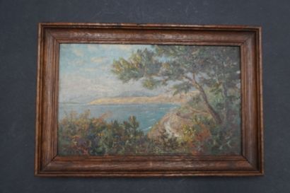 Bord de mer Ecole du XXème siècle, Bord de mer, huile sur carton, Signé en bas à...