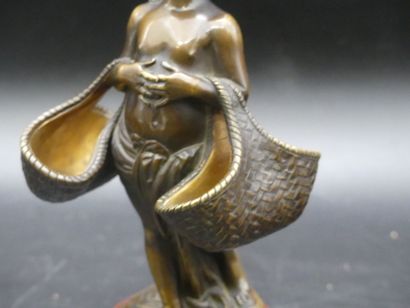 Jospeh CHERET Jospeh CHERET (1838-1894) Jeune femme aux paniers. Bronze à patine...