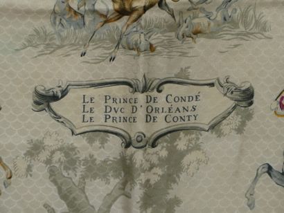 HERMES HERMES. Carré en soie Venerie des Princes : Le Prince de Condé, Le Duc d'Orléans,...