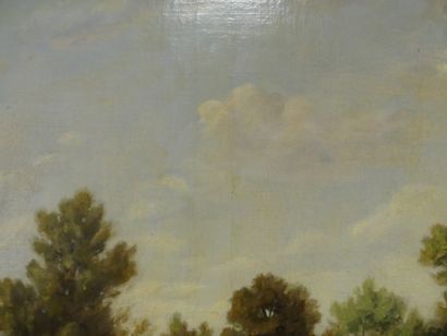 Vue des bords de Seine Ecole française du XIXème siècle, Vue des bords de Seine,...