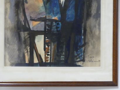 Jean BRIANT. Couple au balcon Jean BRIANT (1915-1990). Couple au balcon, aquarelle,...