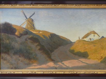 Ludvig KABELL Paysage au moulin à vent Huile sur toile Ludvig KABELL (1853-1902)...
