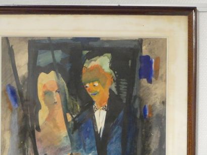 Jean BRIANT. Couple au balcon Jean BRIANT (1915-1990). Couple au balcon, aquarelle,...