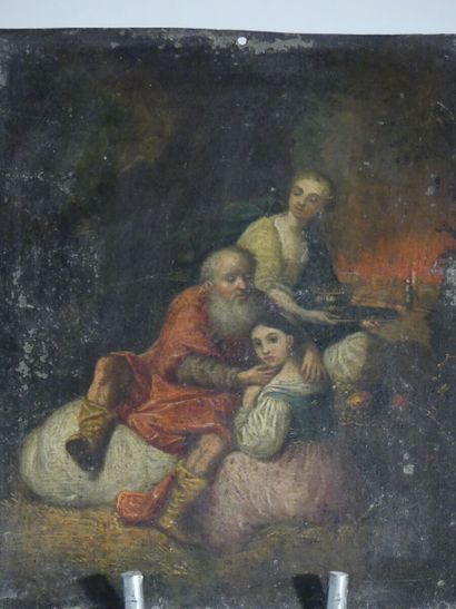 Ecole françaiseI XVI siècle. Loth et ses filles après avoir fui Sodome Ecole du Nord...