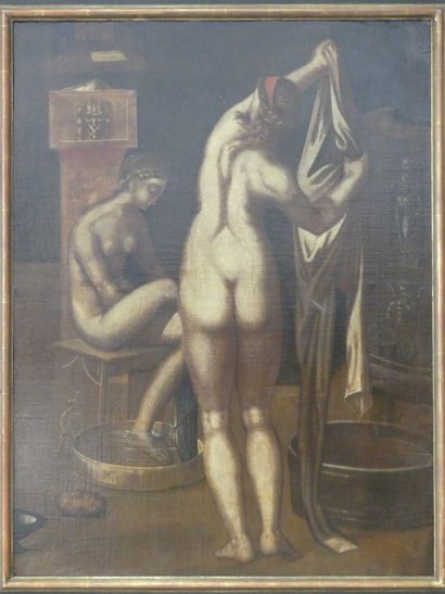 Femmes à leur toilette Ecole FRANCAISE vers 1600, deuxième école de FONTAINEBLEAU,...