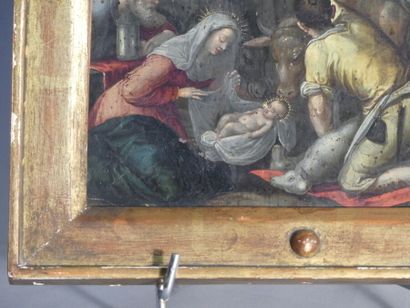présentation de l'enfant Jésus, huile sur cuivre Ecole du Nord fin XVI début xvii...