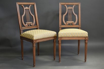 Georges JACOB. Paire de chaises Georges JACOB. Paire de chaises en bois mouluré et... Gazette Drouot