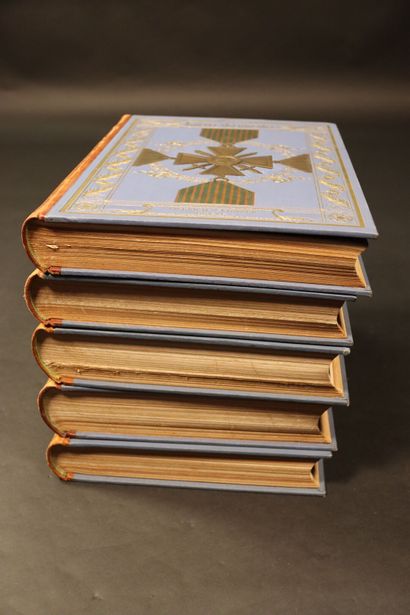  Ensemble de 5 fort volumes, La Guerre Documentée, Librairie SCHWARZ, LE MARCHAND...