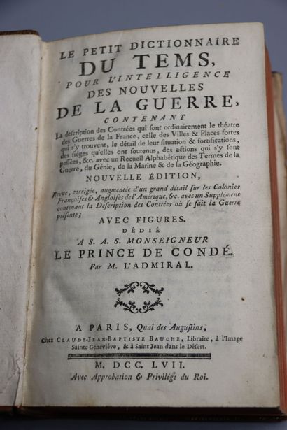  L'ADMIRAL. Le petit Dictionnaire du Tems, pour l'intelligence de la Guerre, contenant...