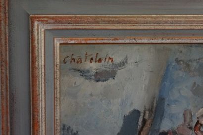 Peintres et pigeons, Huile sur panneau Ecole française du XXème siècle, Peintres...