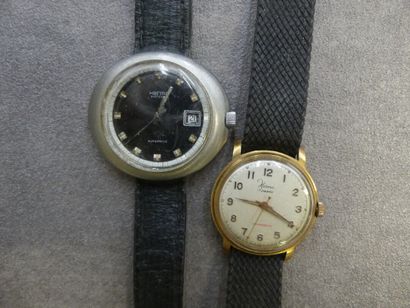 HERMA HERMA. Réunion de deux montres d'homme: une montre date automatic antichoc...