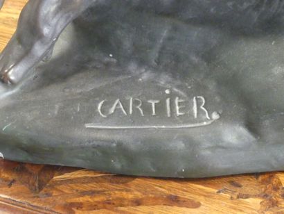 Thomas CARTIER Thomas CARTIER (1879-1941) (d'après), Tigre rugissant, plâtre patiné....