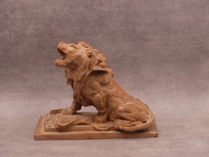 null Lion rugissant en Terre cuite signée Rodin. Dimensions : 29 x 34 x 16 cm. eclats...