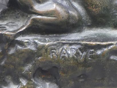 Louis BARYE, Panthère allongée Louis BARYE (1795-1875), Panthère allongée, bronze...