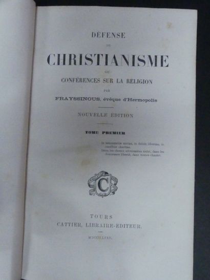 [Religiosa] FRAYSSINOUS , Défense du Christianisme . FRAYSSINOUS (Evêque d'Hermopolis),...