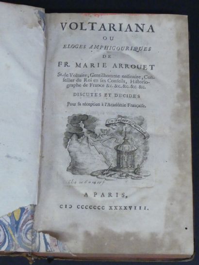 FR. MARIE ARROUET, Voltariana VOLTARIANA ou éloges amphigouriques. 1 volume in-8...