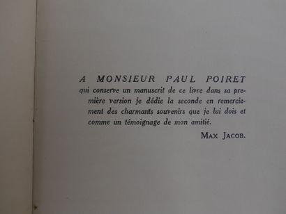 Max JACOB, Cinématoma, E.O. Max JACOB Cinématoma. Edition originale dédicacée à Paul...