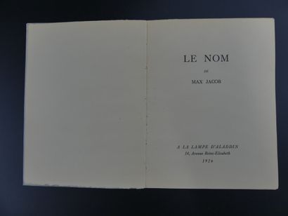 Max JACOB, Art Poétique. E.O. & Le Nom E.O. Max JACOB, Réunion de deux volumes :

-...