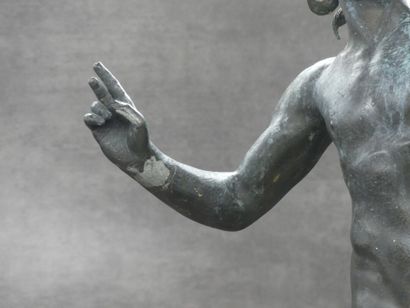 null Pietro MASULLI (XIX), Faune dansant de Pompéi, bronze à patine verte. Signé...