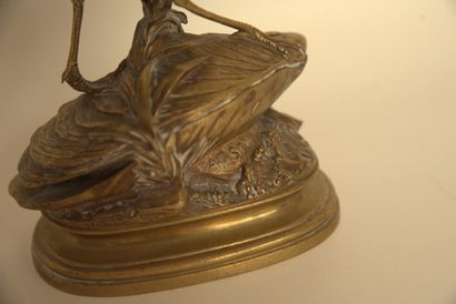 BECASSINE Alphonse Alexandre ARSON (1822-1882). Bécassine en bronze à patine mordorée....