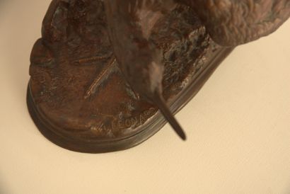 BÉCASSE Alexandre Léonard (1821-1877). Bécasse en bronze à patine brune / mordorée....