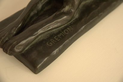 Dogue Charles GREMION (XIX-XX). Dogue couché en bronze à patine noire. Signé - début...