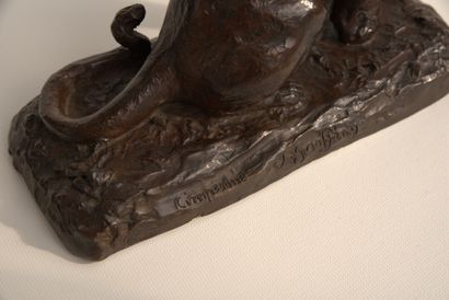 Panthère Jean Jules Henry Geoffroy dit GEO (1853-1924). Panthère rugissant en bronze...