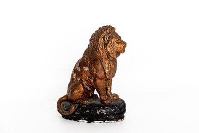 LION Antoine Louis BARYE (1796-1875). Plâtre patiné d'un lion debout signé - époque...
