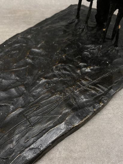 null D'après Rembrandt BUGATTI (1884-1916), Groupe de cigogne, bronze à patine brune,...