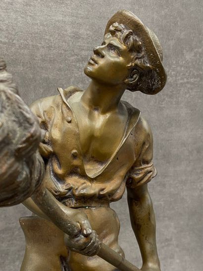 null Jean Didier DEBUT (1824-1893) Le Faneur, bronze patiné, signé sur la terrasse....
