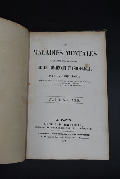 null [Psychiatrie] ESQUIROL, Jean-Etienne (1772-1840), DES MALADIES MENTALES considérées...
