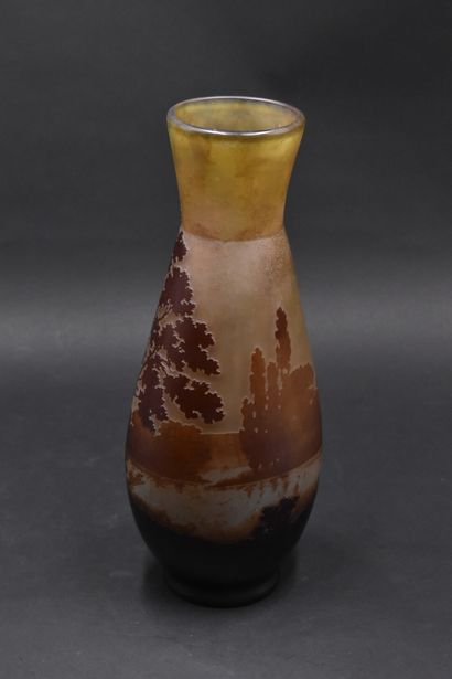 null ETABLISSEMENTS GALLE (1904-1936). Baluster vase with flattened body and conical...