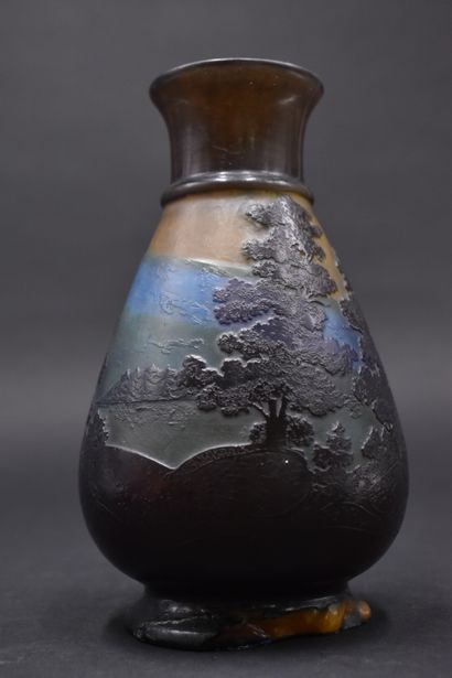 null ETABLISSEMENTS GALLE (1904-1936). An ovoid vase on a heel and a slightly conical...