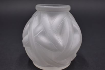 null FRENCH WORK. Advertising ovoid vase with annular neck out of pressed white moulded...
