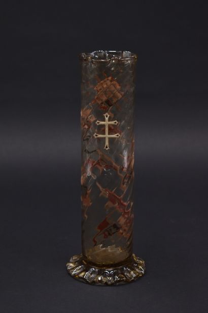 null Emile GALLE (1864-1904). Twisted tubular vase on a circular hot-modelled base...