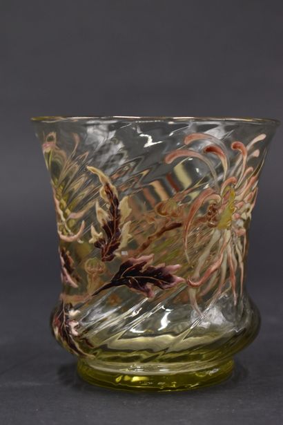 null Émile GALLE (1864-1904). Vase à corps tubulaire conique sur talon annulaire....