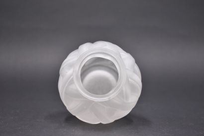 null FRENCH WORK. Advertising ovoid vase with annular neck out of pressed white moulded...