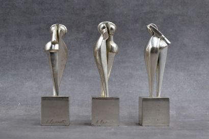 Amelio ROCCAMONTE (1927-) Amelio ROCCAMONTE (1927-). Suite of three subjects in silver...
